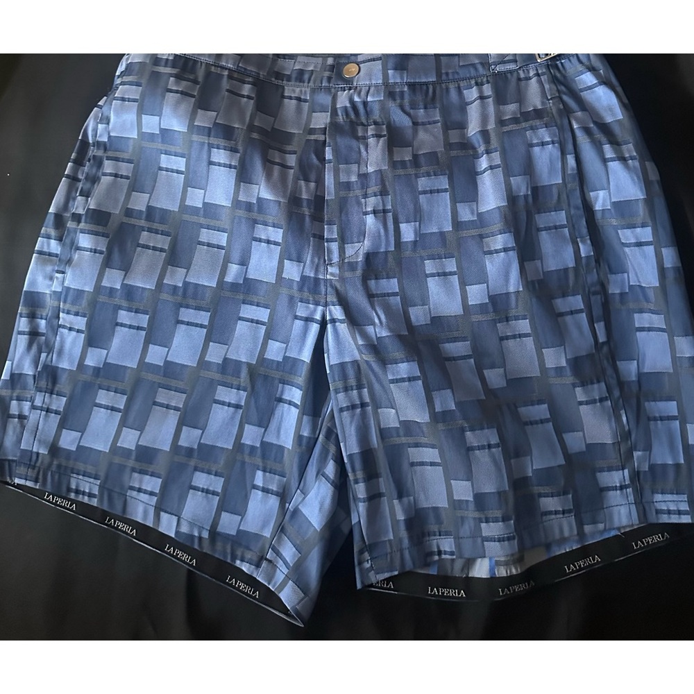 La Perla Blue Geometric Swim Trunks Medium